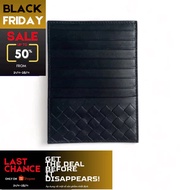 [Genuine] Bottega Veneta Black Intrecciato Woven Leather Card Holder