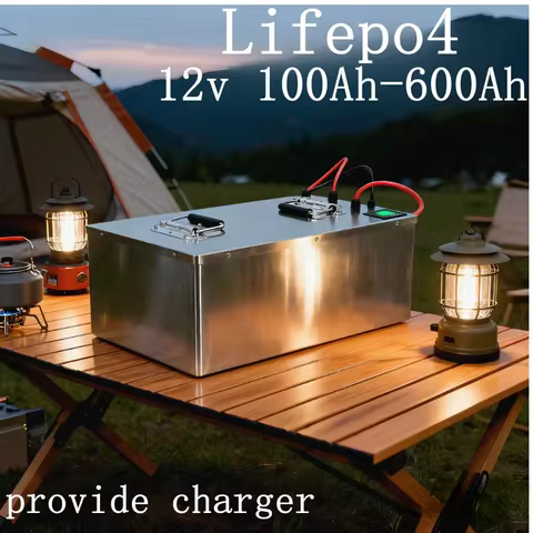 12V 100Ah 200Ah 300Ah 500Ah 600Ah Lifepo4 Battery with Bluetooth BMS for 1KW 2KW 3KW Solar Panel Inv
