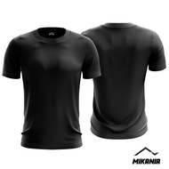 lengan pendek Black Plain Microfiber Jersey T-Shirt | Jersi T-shirt Microfiber Kosong Hitam (UNISEX)