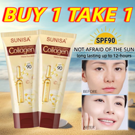 SUNISA Collagen Sunscreen Matte Foundation Sunblock Face Cream Whitening High Sun Protection SPF90++