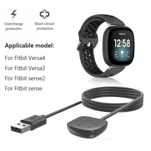 USB Charging Cable For Fitbit Versa 3 / 4 Smart Watch Replacement Charger Adapter For Fitbit Sense 2