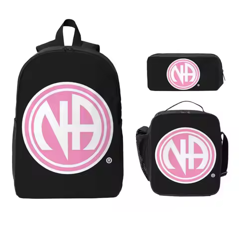 NA - Narcotics Anonymous Backpack Boys Girls BookBag School Bag Laptop Shoulder Bags 3ps Insulated L