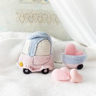 Cute toy car with hearts, Car toy with traile, Stuffed toy for toddlers