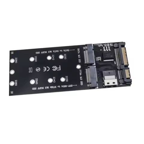 M.2 SATA SSD to SATA + M2 NVME SSD to SFF-8654 Converter 22Pin SATA To M2 Expansion Card for PC Desk
