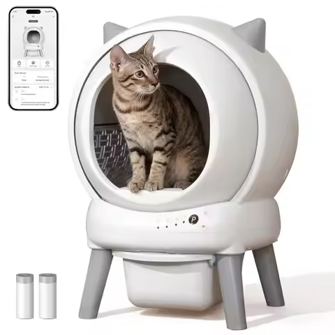 Self Cleaning Litter Box: Automatic Litter Box Self Cleaning for Multiple Cats Auto Robot with Dual 