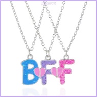 RAINL 3 Pcs Set Best Friend Necklace BFF Letter Pendant BFF Necklaces Friendship