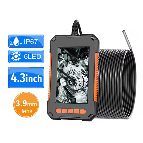 4.3 inch IPS LCD Endoscope Camera HD 1080P Waterproof Inspcection Borescope Camera 3.9mm 6 LED Car E