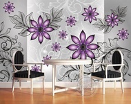 Wall Mural 3D Art Purple Flower Wallpaper Mural, Wallpaper For Bedroom, Removable Wallpaper Mural For bedroom, Wall Decor, Home Decor