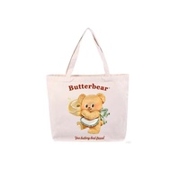 พร้อมส่ง  เซ็ตกระเป๋าผ้าแคนวาส+สมุดA6 กระเป๋าผ้า สมุด น้องเนย หมีเนย Butterbear x 7-11