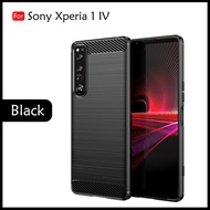 Carristo Sony Xperia 1 IV Back Case Cover Carbon Fiber Brushed TPU Silicone Soft Casing Phone Mobile