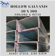 Besi HOLLOW GALVANIL 50x100 tebal 2mm FULL panjang 6 M