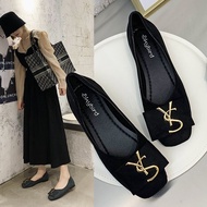 Ladies Ladies Rubber Low Heel (Smaller than 3cm) Low-Top Shoes Square Toe Single Shoe Cover Foot Suede Shallow Mouth