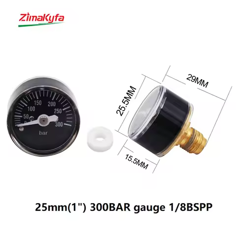 HPA Mini 1/8BSPP 1/8NPT Pressure Gauge Manometre Gas Cylinder Refill Regulator Fittings