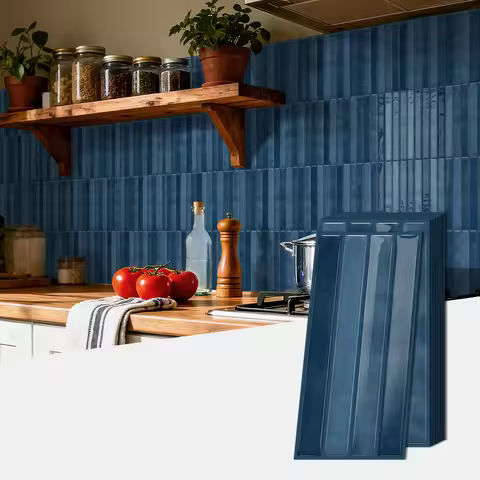 10PCS Blue Peel and Stick Wallpaper Waterproof Subway 3D Wall Tile Sticker Easy to Install Big Size 