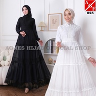 Gaun Putih Baju Raya 2025 Terbaru Kaftan Dress Kembang Muslimah Elegan Jubah Abaya Haji Umrah 825
