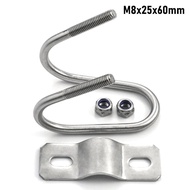 BUSH 1Pcs Cross Clamp U Bolt Steel Connector Double U-Cross Tube Pipe Clip Durable Screw Hose Clamp
