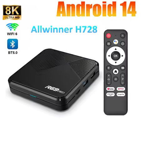 R69 PRO Android 14 TV Box Allwinner H728 Octa-Core WiFi6 BT5.0 Voice Remote Set-top box 1000M Suppor