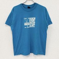 80年代PLATINUM PLUS短袖印花T卹，復古款，單線縫製，藍色，L碼