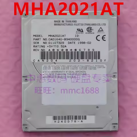 Almost New Original Hard Disk For Fujitsu 2.1GB 4GB 2.5" 2MB IDE 5400RPM For MHA2021AT MHC2040AT MHD