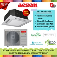 ACSON (Send By Lorry) 3.0HP R32 NON-INVERTER CEILING CASSETE AIRCONDITIONER WITH FORESTO TECHNOLOGY A3CK30F/A3LC30F