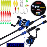 FRRTC Fishing Full Set 2 Sections Spinning Casting Rod Spinning Baitcasting Fishing Reel Fishing Lur
