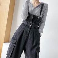 Women's Tops-Korean-Style denim Korean Jumpsuit Korean Style Jumpsuit viral Overalls Wide Leg denim Slim Waist Jumpsuit