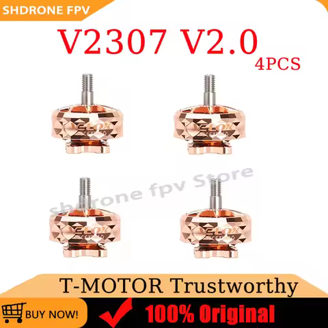 New T-Motor VELOX VELOCE V2307 V2 Brushless Motor 4mm Titanium Alloy Shaft 1950KV 6S / 2550KV 4S for