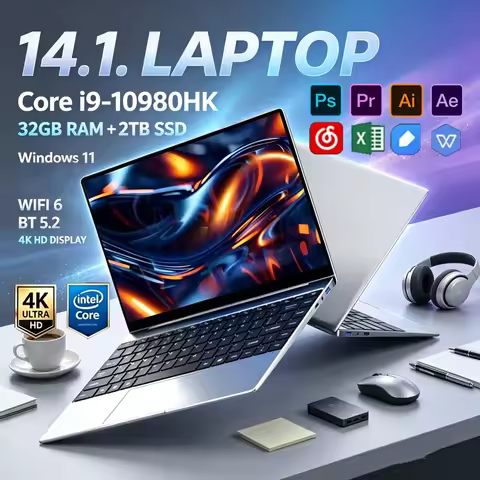 2026 14.1" I9-10980HK Laptop,32GB RAM 1/2TB NVMe SSD,Win11 Pro,WIFI6 BT5.2 4K Notebook for Gaming De