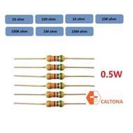 10pcs/pk Resistor 1/2W 0.5W 10ohm, 100ohm, 1k ohm, 10k ohm, 100k ohm, 1M ohm, 10M ohm 5% Fixed Resis