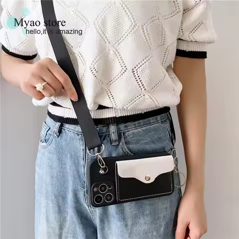 Adjustable Neck Strap Wallet Case For Xiaomi Poco F6 Pro F5 F4 F3 Crossbody Lanyard Card Holder Cove