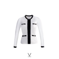 SS2022/1 UV JACKET WHITE TRIM BLACK เสื้อแขนยาวซิบหน้า มีฟองน้ำในตัวผ้าหนา กัน UV UPF 50+