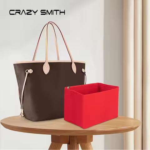 CRAZYSMITH Inner Bags For LV Neverfull Felt Insert Bag Organizer Makeup Purse Portable Cosmetic Stor