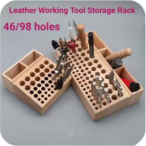 Beech Wood Leather Craft Tool Rack 46/98 Holes with Slot Leather Punch Carving Tools Holder DIY Leat
