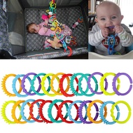 24pcs Baby Kids Rainbow Teether Ring Links Stroller Gym Play Toys Ring Teeth Ring Collar Ring (Rando
