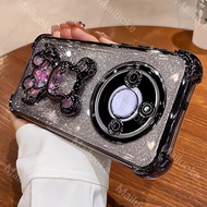 เคส Honor X9C เคส Honor X9C X9B X9A เคสโทรศัพท์ Sparkling Sand Bear Anti Drop Frame Electroplated