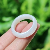 White Jade Ring Plain Texture Size 68-69mm.