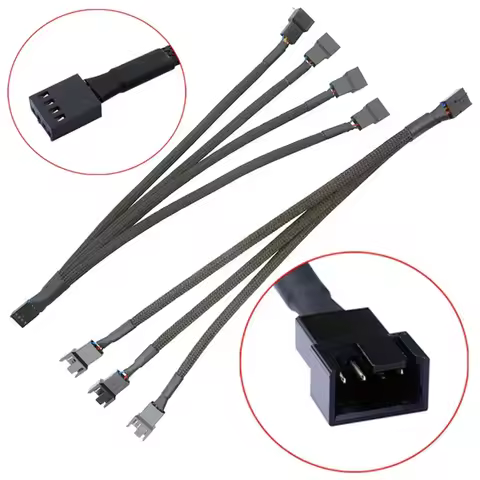 2 /3 /4 Way 4-Pin PWM Fan Splitter Cable Sleeved Braided Adapter Computer PC Fan Power Extension Cab