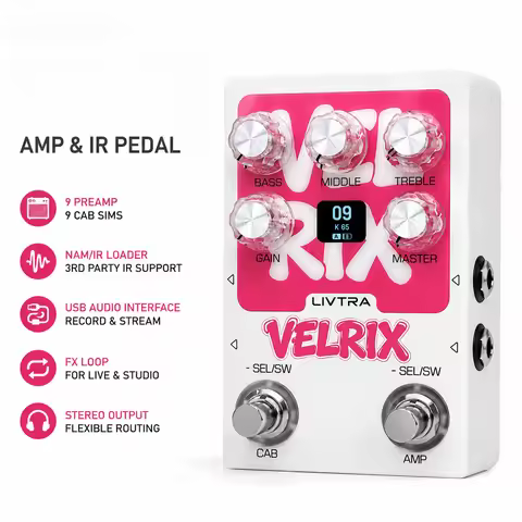 [Incl. Tax] LIVTRA VELRIX AMP IR Pedal Guitar Bass Effect, 9 Preamp+9 Speaker Cabinet Simulator, NAM