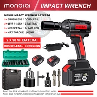 Monqiqi Bor impek pembuka baut motor Cordless Impact Wrench high torsi Brushless impact Baterai 98Vo