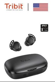 Tribit FlyBuds 3 真無線運動藍牙耳機 (BTH92) (帶有100小時續航力的充電盒，動感十足的震撼低音，緊急情況下為手機充電，IPX7防水級別，USB-C充電和藍牙V5.0，細緻獨立的電池壽命按鈕)
