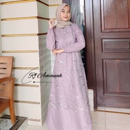 Gamis Brokat Tile Mutiara Wanita Elegan