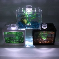 huangjianfei3 Transparent creative desktop block tank, fish tank light, and your shaped landscape aquarium Aquariums