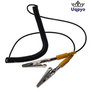 UQPYO Anti-Static ESD Grounding Cable, Black 180cm / 71" Coiled Cord, Male-to-Female 2mm PU,Metal wi
