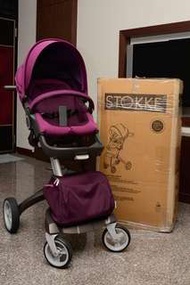 全新STOKKE XPLORY手推車 紫色前後媽媽包防蚊帳防雨棚腳套