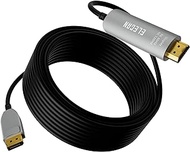 Elecan 8K Fiber Optic Displayport to HDMI Cable 25 Ft, 8K@60Hz 4K@120Hz, Zinc Alloy Shell &amp; Active Optical DP Display Port 1.4 to HDMI 2.1 Uni-Directional Male Cord for NVIDIA, HDTV,Monitor,Projector