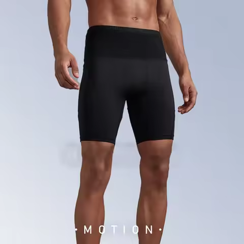 Men Fitness Compression Tight Shorts Quick Dry Running Shorts with Waist Pack for Marathon Training 