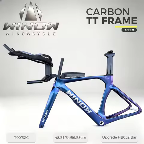 WInow Cycle Upgraded TT Bar Carbon Fiber Time Trial Frame Set Disc Carbon TT Bike Frame 700*32C Inte