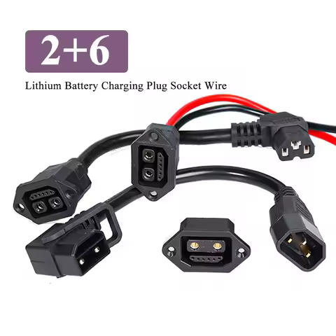 2+6 E-bike Lithium Battery Connector Replacement Charging Plug Socket 8 Pin with Wire Electric Vehic