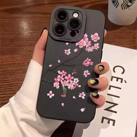 Case for Redmi Note 14 Cases Redmi 14C Red Cherry Blossom Pattern Case for Xiaomi Redmi Note 12 13 1