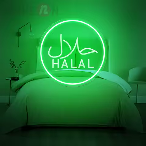 Halal Engrav neon sign light for interior wall decoration arabian Moslem restaurant business led wal